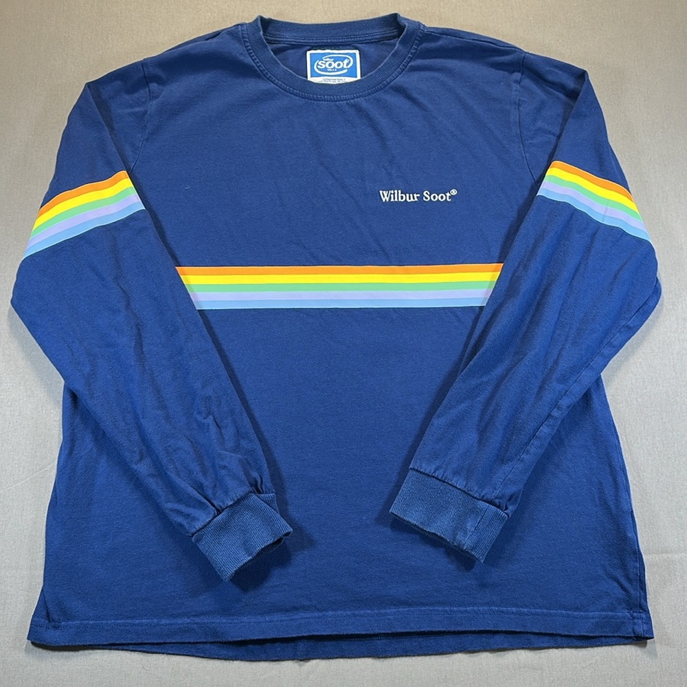 Wilbur Soot OS-1.2 Rainbow Detail Long Sleeve Cotton T-Shirt - Mens Large